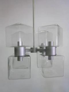  Fontana Arte Italian Minimalist Mid Century Modern Clear Murano Glass Chandelier 1960 70 - 4103054