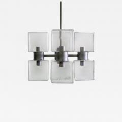  Fontana Arte Italian Minimalist Mid Century Modern Clear Murano Glass Chandelier 1960 70 - 4104315
