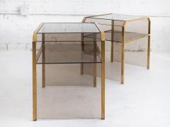  Fontana Arte Italian Smoked Glass and Brass Side Tables A Pair - 3927205