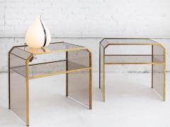  Fontana Arte Italian Smoked Glass and Brass Side Tables A Pair - 3927206