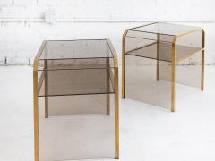  Fontana Arte Italian Smoked Glass and Brass Side Tables A Pair - 3927208