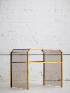  Fontana Arte Italian Smoked Glass and Brass Side Tables A Pair - 3927209