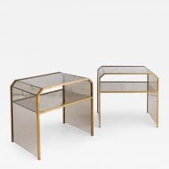  Fontana Arte Italian Smoked Glass and Brass Side Tables A Pair - 3930820