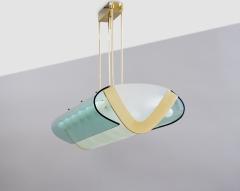  Fontana Arte Max Ingrand for Fontana Arte Important Chandelier in Curved Glass Italy 1964 - 4144550