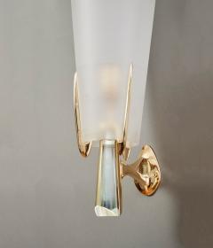  Fontana Arte Max Ingrand for Fontana Arte Pair of Rare Sconces in Crystal Brass Italy 1955 - 4144212