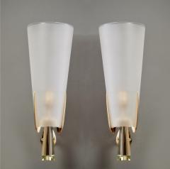  Fontana Arte Max Ingrand for Fontana Arte Pair of Rare Sconces in Crystal Brass Italy 1955 - 4144214