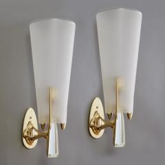  Fontana Arte Max Ingrand for Fontana Arte Pair of Rare Sconces in Crystal Brass Italy 1955 - 4144215