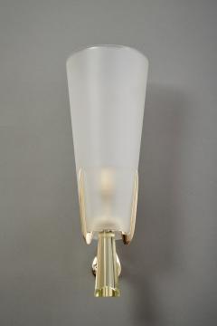  Fontana Arte Max Ingrand for Fontana Arte Pair of Rare Sconces in Crystal Brass Italy 1955 - 4144488