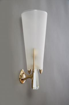  Fontana Arte Max Ingrand for Fontana Arte Pair of Rare Sconces in Crystal Brass Italy 1955 - 4144505