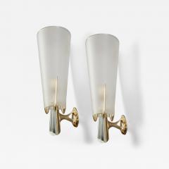  Fontana Arte Max Ingrand for Fontana Arte Pair of Rare Sconces in Crystal Brass Italy 1955 - 4177203