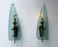  Fontana Arte Mid Century Modern Sconces Glass and Bronze Italy 1950s - 4198021