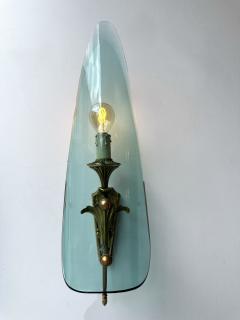 Fontana Arte Mid Century Modern Sconces Glass and Bronze Italy 1950s - 4198022