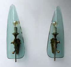  Fontana Arte Mid Century Modern Sconces Glass and Bronze Italy 1950s - 4198027