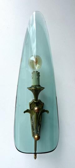 Fontana Arte Mid Century Modern Sconces Glass and Bronze Italy 1950s - 4198031