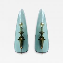  Fontana Arte Mid Century Modern Sconces Glass and Bronze Italy 1950s - 4199644