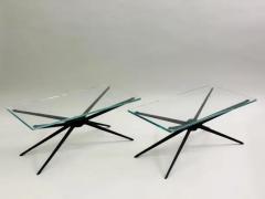  Fontana Arte Pair of Italian MId Century Aluminum Glass Side or Coffee Tables Fontana Arte - 4112217
