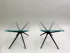  Fontana Arte Pair of Italian MId Century Aluminum Glass Side or Coffee Tables Fontana Arte - 4112289