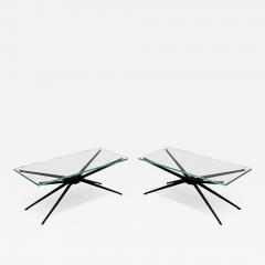  Fontana Arte Pair of Italian MId Century Aluminum Glass Side or Coffee Tables Fontana Arte - 4123531