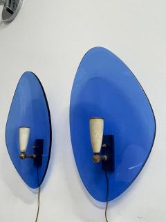  Fontana Arte Pietro Chiesa Wall Lamps for Fontana Arte Italian Blue Glass - 3659724