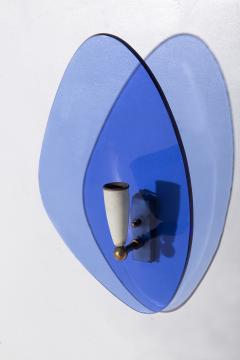  Fontana Arte Pietro Chiesa Wall Lamps for Fontana Arte Italian Blue Glass - 3666833