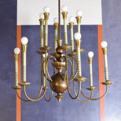  Fontana Arte Rare 1950s pendant chandelier in the style of Fontana Arte - 3989034