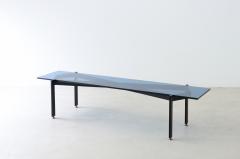  Fontana Arte Very refined coffee table with metal structure and thick blue cut glass top - 3891629