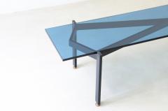  Fontana Arte Very refined coffee table with metal structure and thick blue cut glass top - 3891630