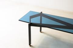  Fontana Arte Very refined coffee table with metal structure and thick blue cut glass top - 3891631