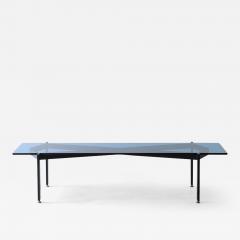  Fontana Arte Very refined coffee table with metal structure and thick blue cut glass top - 3893412