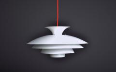  Form Light Form Light 1970s Pendant Lamp in white lacquered Aluminum Denmark - 2965509