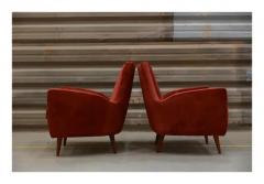  Forma Brazil Brazilian Modern Armchair Set in Hardwood Burgundy Fabric by Forma 1950 s - 3344490