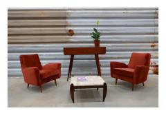  Forma Brazil Brazilian Modern Armchair Set in Hardwood Burgundy Fabric by Forma 1950 s - 3344491