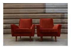  Forma Brazil Brazilian Modern Armchair Set in Hardwood Burgundy Fabric by Forma 1950 s - 3344492