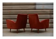  Forma Brazil Brazilian Modern Armchair Set in Hardwood Burgundy Fabric by Forma 1950 s - 3344494