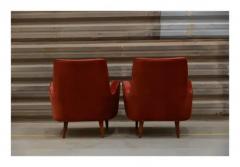  Forma Brazil Brazilian Modern Armchair Set in Hardwood Burgundy Fabric by Forma 1950 s - 3344556