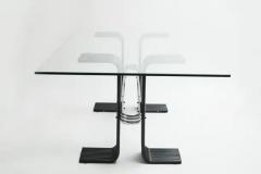  Forma Brazil Brazilian Modern Dining Table in Black Painted Iron Chrome Glass Forma 1970 - 3193603