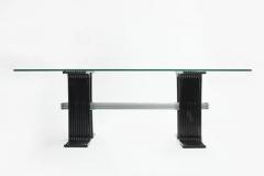  Forma Brazil Brazilian Modern Dining Table in Black Painted Iron Chrome Glass Forma 1970 - 3193605