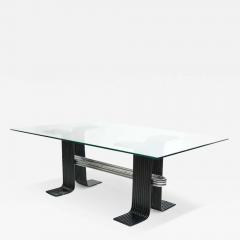  Forma Brazil Brazilian Modern Dining Table in Black Painted Iron Chrome Glass Forma 1970 - 3196683