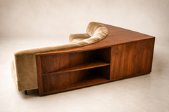  Forma Brazil Brazilian Modern Sofa with Cavi na Bookshelf Mohair Forma Brazil 1950s - 4740038