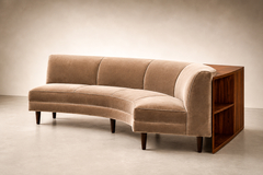  Forma Brazil Brazilian Modern Sofa with Cavi na Bookshelf Mohair Forma Brazil 1950s - 4740043