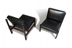 Forma Brazil Forma Brazil Rosewood Lounge Chairs in Black Leather - 3596965