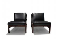  Forma Brazil Forma Brazil Rosewood Lounge Chairs in Black Leather - 3596966