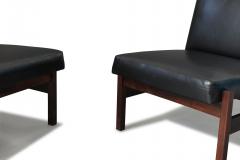  Forma Brazil Forma Brazil Rosewood Lounge Chairs in Black Leather - 3596967