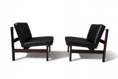  Forma Brazil Forma Brazil Rosewood Lounge Chairs in Black Leather - 3596970