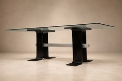  Forma Brazil Late Brazilian Modern Dining Table in Iron Chrome Glass by Forma Brazil - 4694053