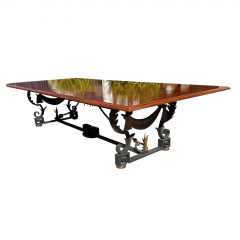  Formations Huge Formations Furniture Wrought Iron Gilt Metal 10 Mahogany Dining Table - 3499622