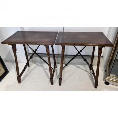  Formations Pair of Formations Furniture Iron Walnut Trestle Console Tables - 3226604