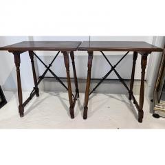  Formations Pair of Formations Furniture Iron Walnut Trestle Console Tables - 3226606