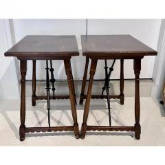  Formations Pair of Formations Furniture Iron Walnut Trestle Console Tables - 3226608