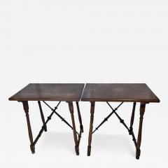  Formations Pair of Formations Furniture Iron Walnut Trestle Console Tables - 3226850